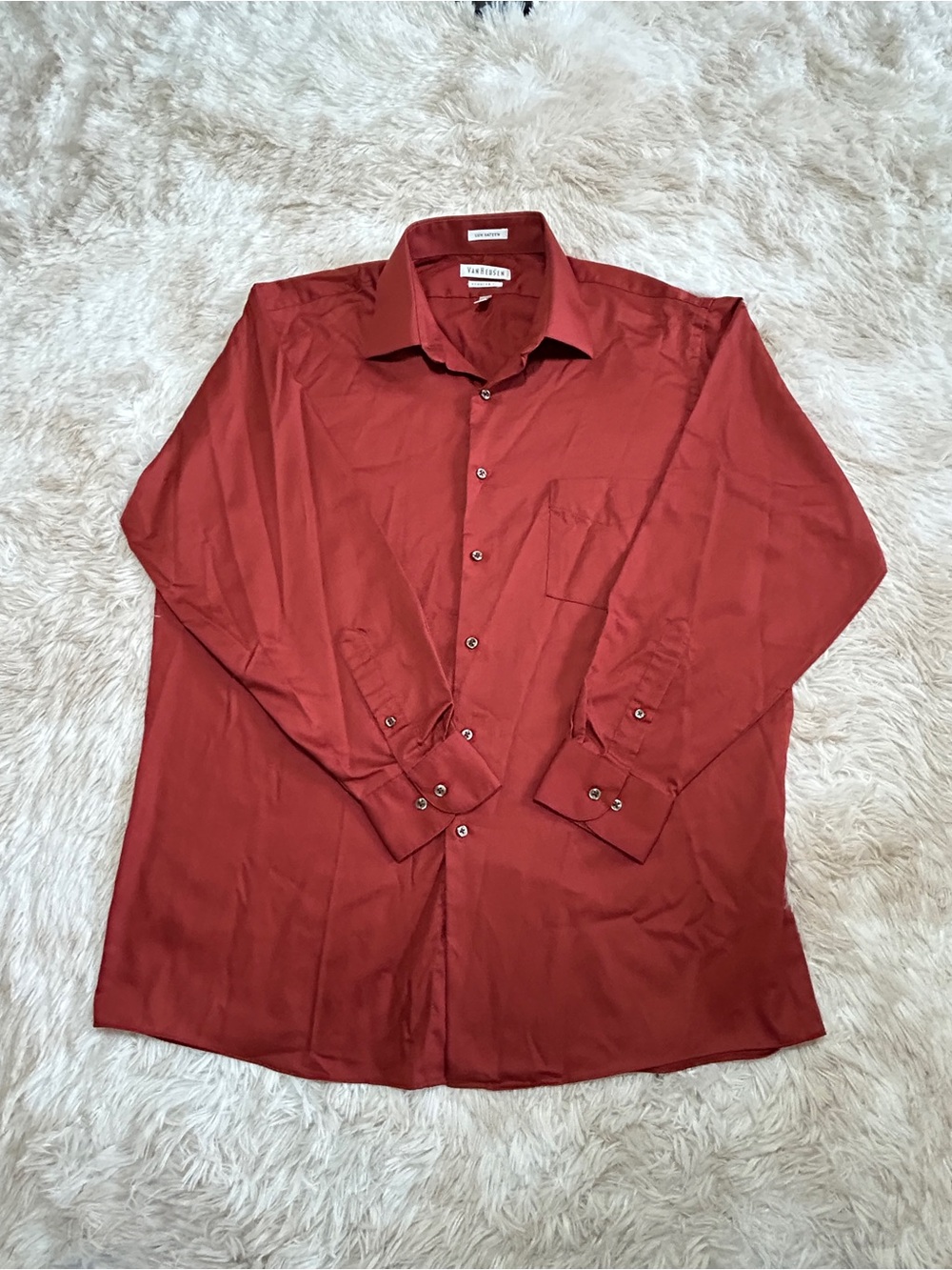 Van Heusen Men's Red/Orange Long Sleeve Dress Shirt